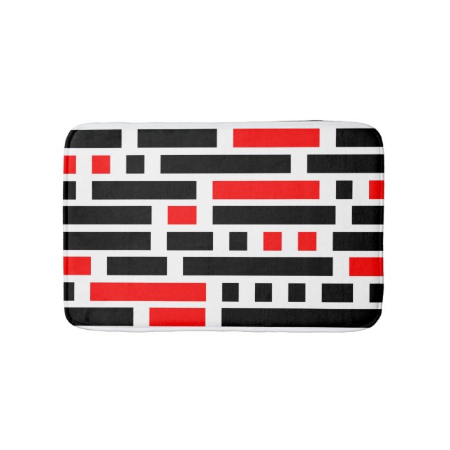 Tapis De Bain Retro Art Déco Rouge Noir Abstrait Design Motif (Devant)