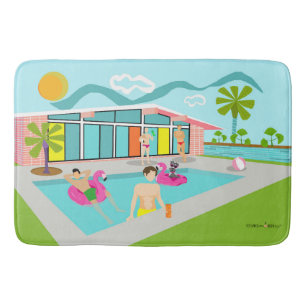 Tapis De Bain Retro Gay Pink Flamant rose Pool Party