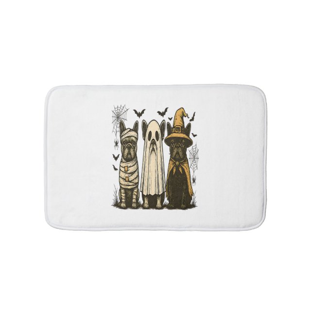 Tapis De Bain Retro Halloween Ghost French Bulldog Gothique Png (Devant)