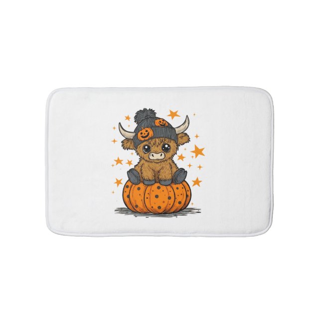 Tapis De Bain Retro Halloween Highland Cow (Devant)
