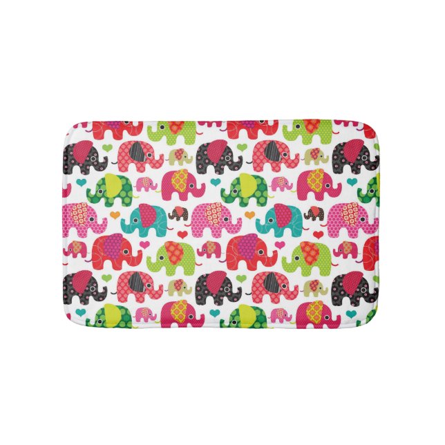 Tapis De Bain rétro papier peint de motif d'enfants d'éléphant (Devant)