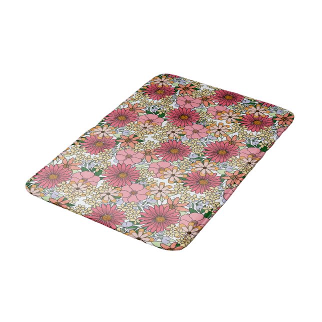 Tapis De Bain Retro Super Floral Daisy Boho (Angle)