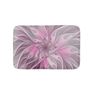 Tapis De Bain Rêve de fleur rose fractal, Motif d'Imaginaire flo