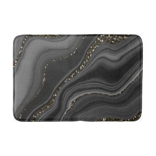 Tapis De Bain Rêve d'Parties scintillant d'Agate blanc gris-noi