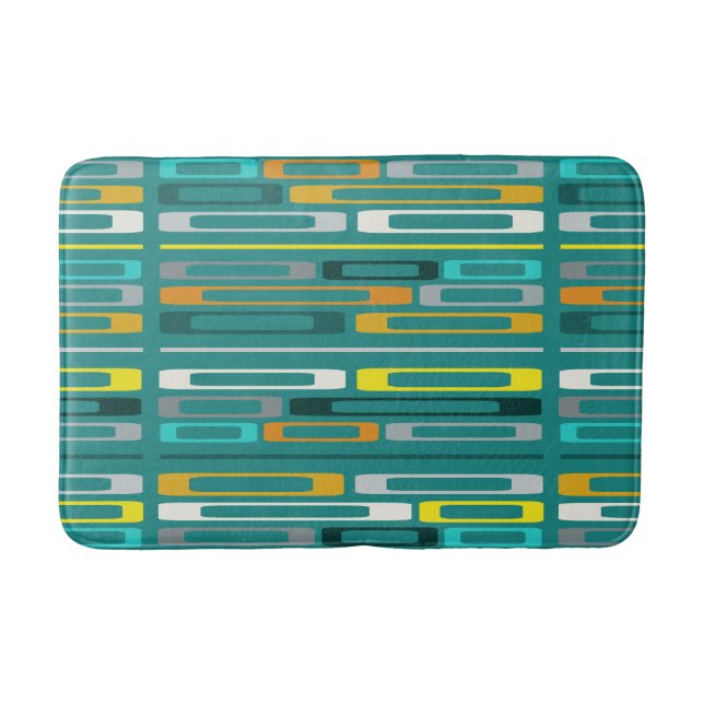 Tapis De Bain Roches plates du milieu du siècle rétro Turquoise (Devant)