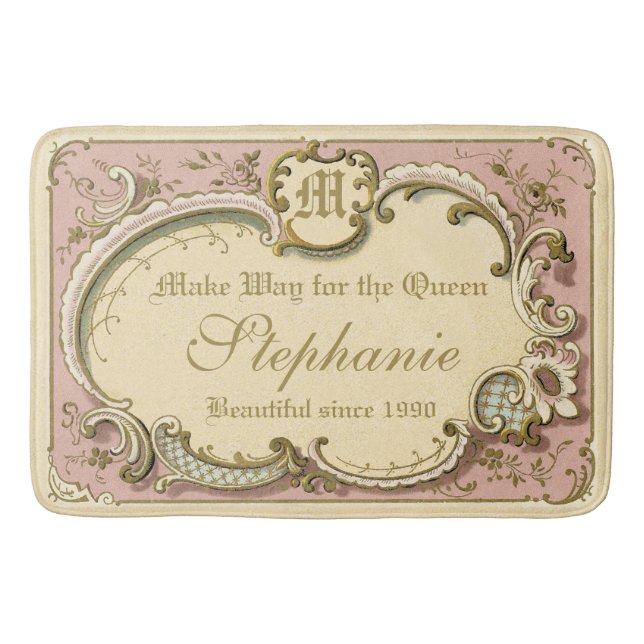 Tapis De Bain Rococo Boudoir à l'élégante trame rose or (Devant)