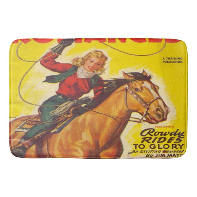 Tapis De Bain Rodéo Western Rodéo Cowgirl Roping Rodéo Romance (Devant)