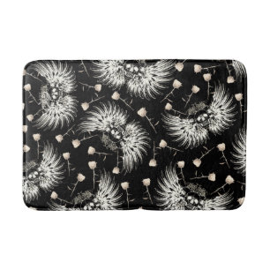 Tapis De Bain Romance gothique victorien crâne ailes et roses bl