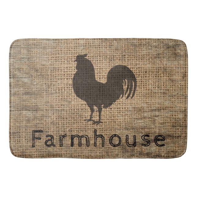 Tapis De Bain Rooster rustique de la ferme Country Rustic Burlap (Devant)
