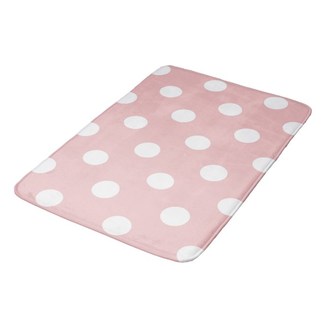 Tapis De Bain rose à thé (rouge) et points blancs (Angle)