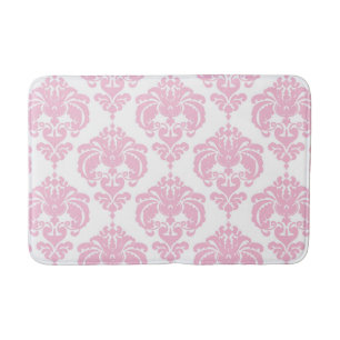 Tapis De Bain Rose & Blanc Damask Elegant Vintage Chic