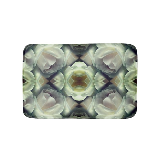 Tapis De Bain Rose blanche Art Abstrait floral (Devant)