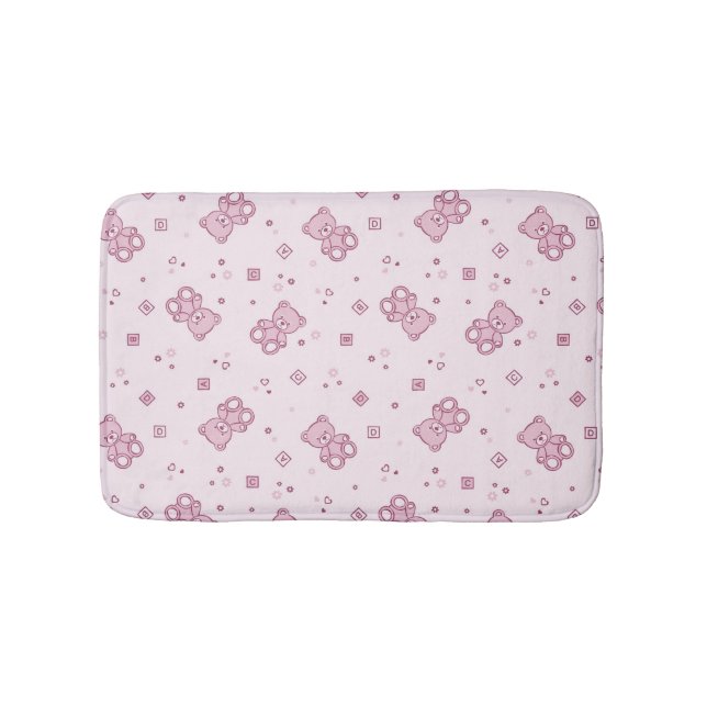 Tapis De Bain Rose d'arrière - plan de nounours (Devant)