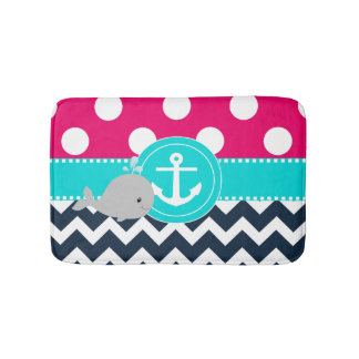 Tapis de bain rose de baleine de marine