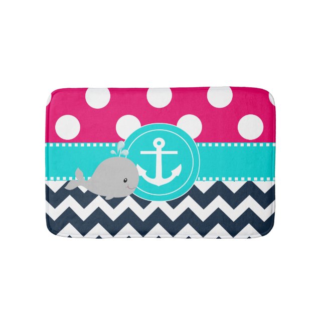 Tapis de bain rose de baleine de marine (Devant)