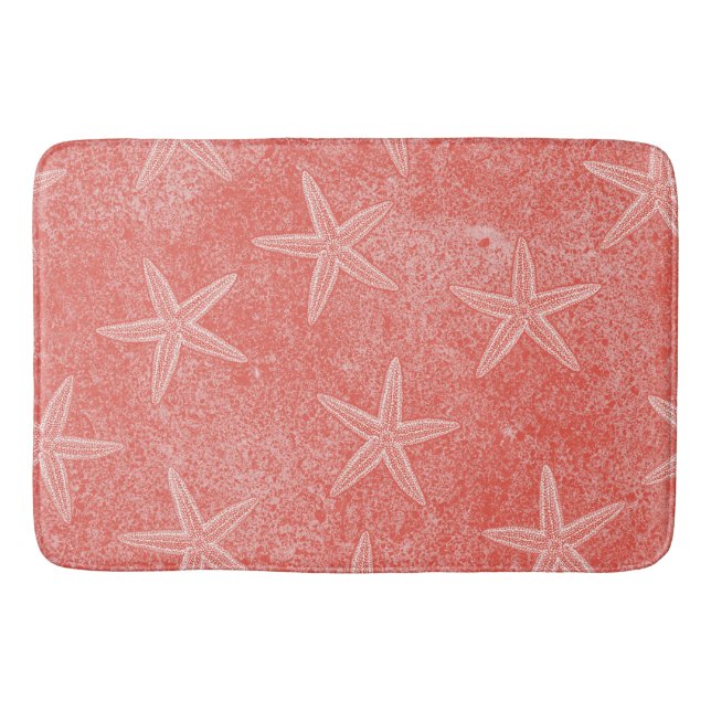 Tapis De Bain Rose de corail d'étoiles de mer (Devant)