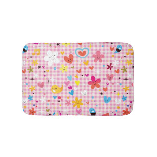 Tapis De Bain rose de motif de bande dessinée d'amusement