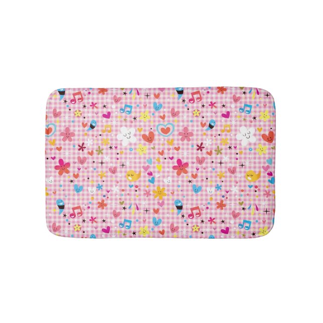 Tapis De Bain rose de motif de bande dessinée d'amusement (Devant)
