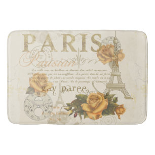 Tapis de bain rose de Tour Eiffel de Paris de