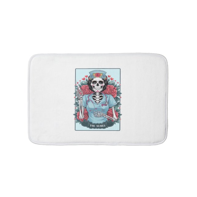 Tapis De Bain Rose Floral Skeleton Nurse Carte Tarot Halloween E (Devant)