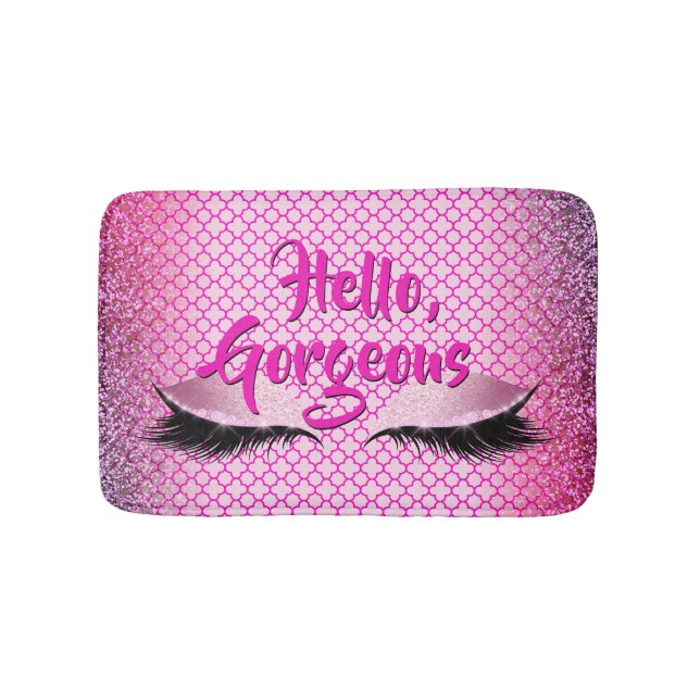 Tapis De Bain Rose Girly de maquillage magnifique de Quatrefoil (Devant)