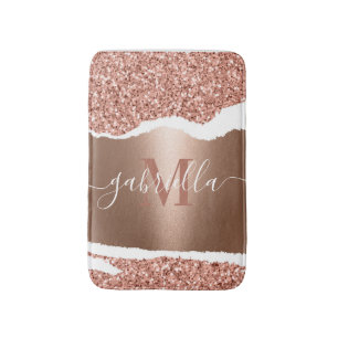 Tapis De Bain Rose Gold Faux et Parties scintillant