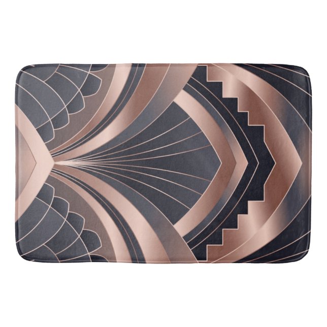 Tapis De Bain Rose Gold Navy Geometric Neo Art Deco  (Devant)