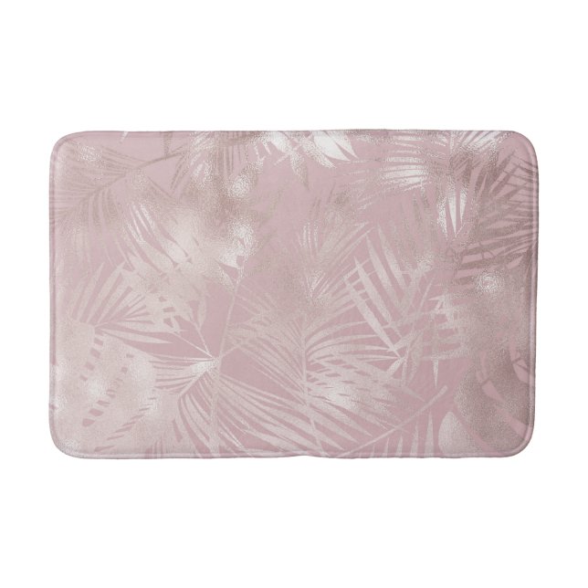 Tapis De Bain Rose Gold rose Botanique Tropical Palm Tree Feuill (Devant)