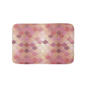 Tapis De Bain Rose Gold Shimmer Mermaid Échelle Motif