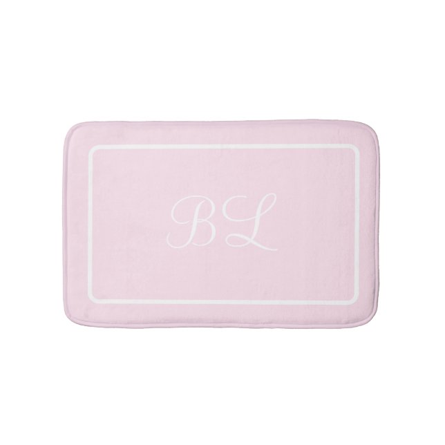 Tapis de bain rose initial ou nom (Devant)