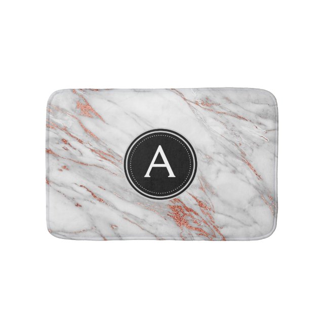 Tapis De Bain Rose Marbre or Monogramme Mat de bain (Devant)