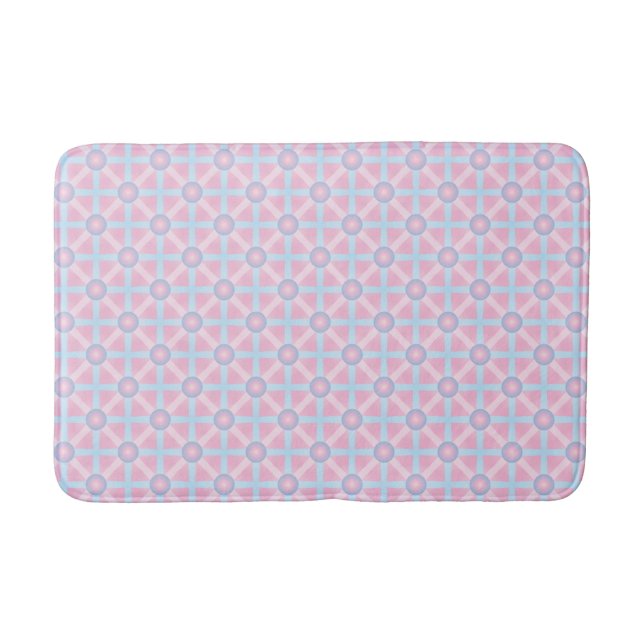 Tapis De Bain Rose mignon, violet et bleu clair Motif (Devant)
