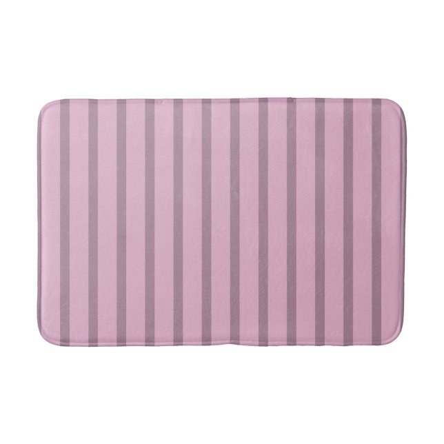 Tapis De Bain Rose moderne rose et mauve rayé (Devant)
