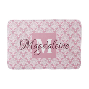 Tapis de bain rose poussiéreux de damassé avec le