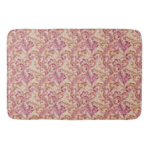 Tapis De Bain Rose Poussiéreux et Feuille Taupe en Rouleau