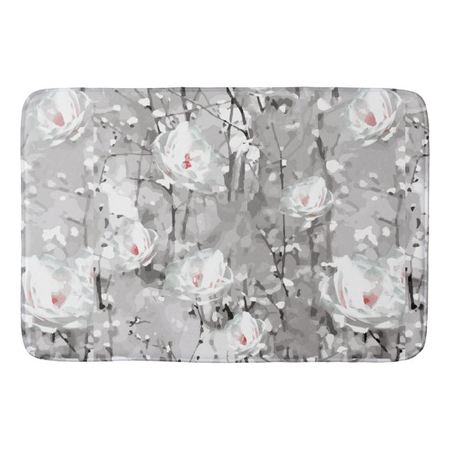 Tapis De Bain Rose rose blanc gris rose élégant (Devant)
