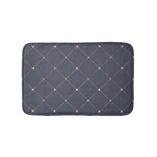 Tapis De Bain Rose rose rose rose or Diamond Marine bleu géométr