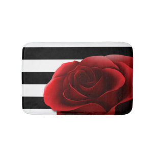 Tapis De Bain Rose rouge et Blancs noirs