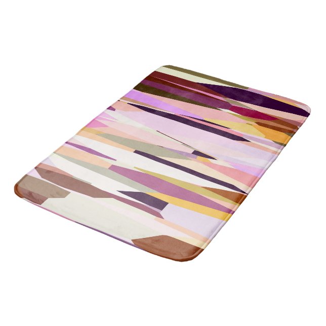 Tapis De Bain Rose, violet et orange abstrait (Angle)