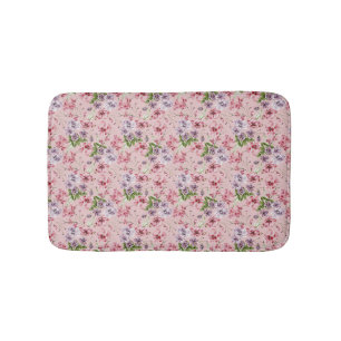 Tapis De Bain Rose violet vert Floral