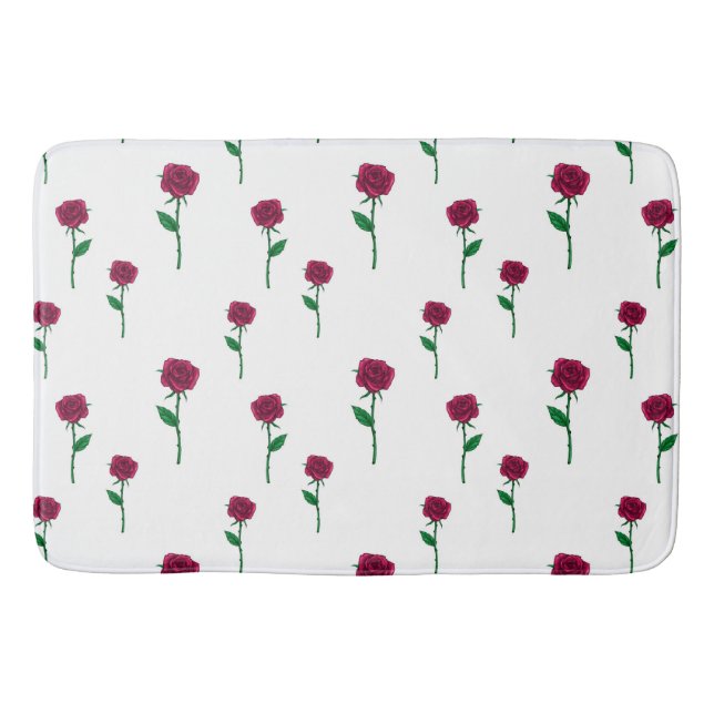 Tapis De Bain Roses avec tige romantique design Saint Valentin (Devant)