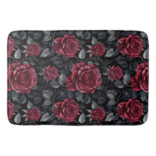 Tapis De Bain Roses bourguignons avec Motif Arrière - plan noir