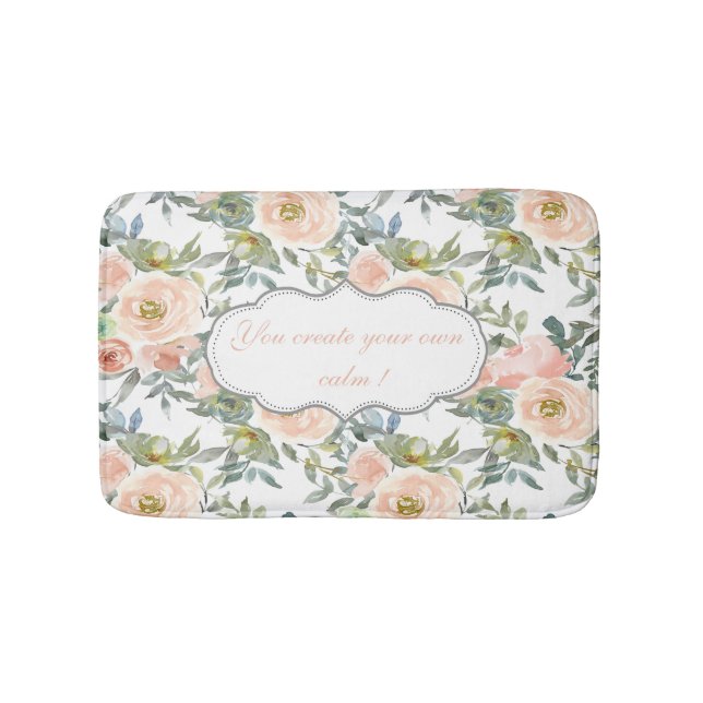 Tapis De Bain Roses élégants, Message Motivationnel (Devant)