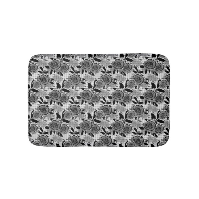 Tapis De Bain Roses noirs, rose, noirs et gris (Devant)