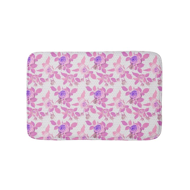 Tapis De Bain Roses Violet Et Rose (Devant)