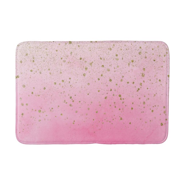 Tapis De Bain Rosy Rose rose & Parties scintillant or Glam Spark (Devant)