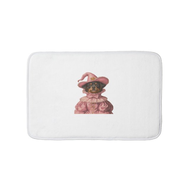Tapis De Bain Rottweiler Chiot habillé en sorcière rose - Cute H (Devant)
