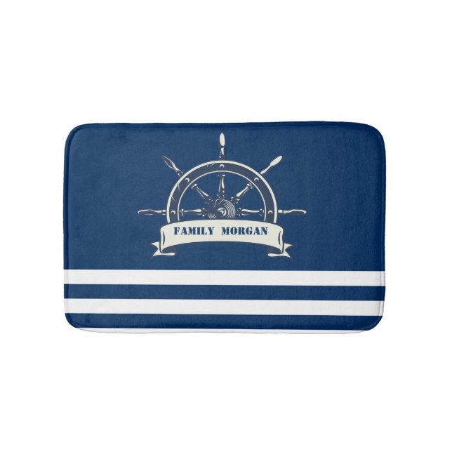 Tapis De Bain Roue nautique, Bleu de la Marine (Devant)