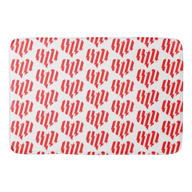 Tapis De Bain Rouge Abstrait n Blancs Valentine Coeur (Devant)