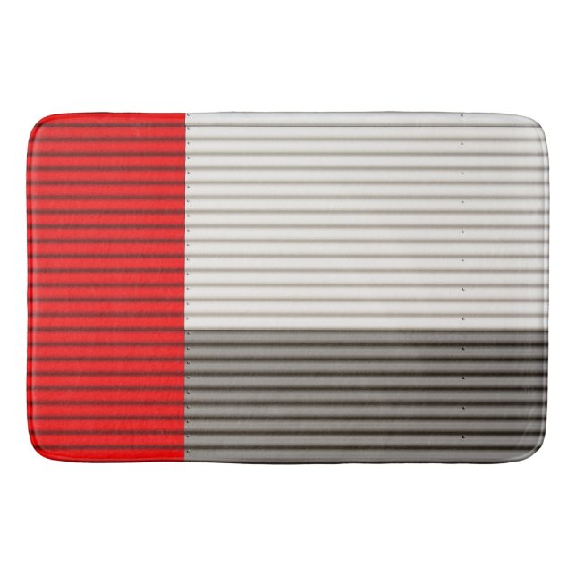 Tapis de bain rouge, blanc et gris (Devant)